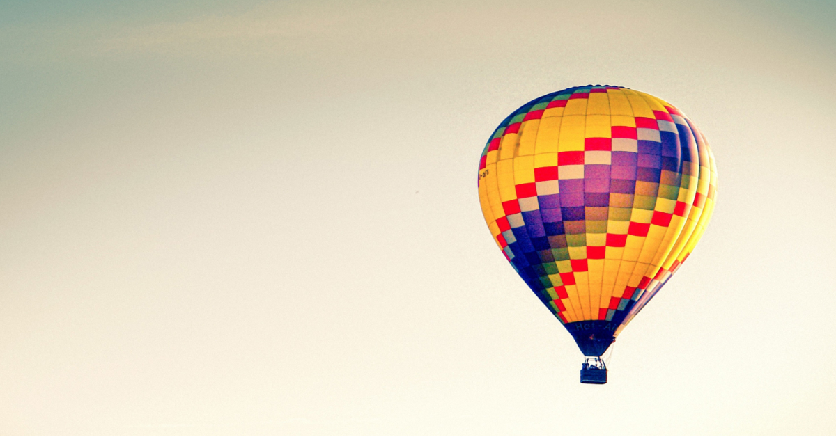 Hot air balloon in open air